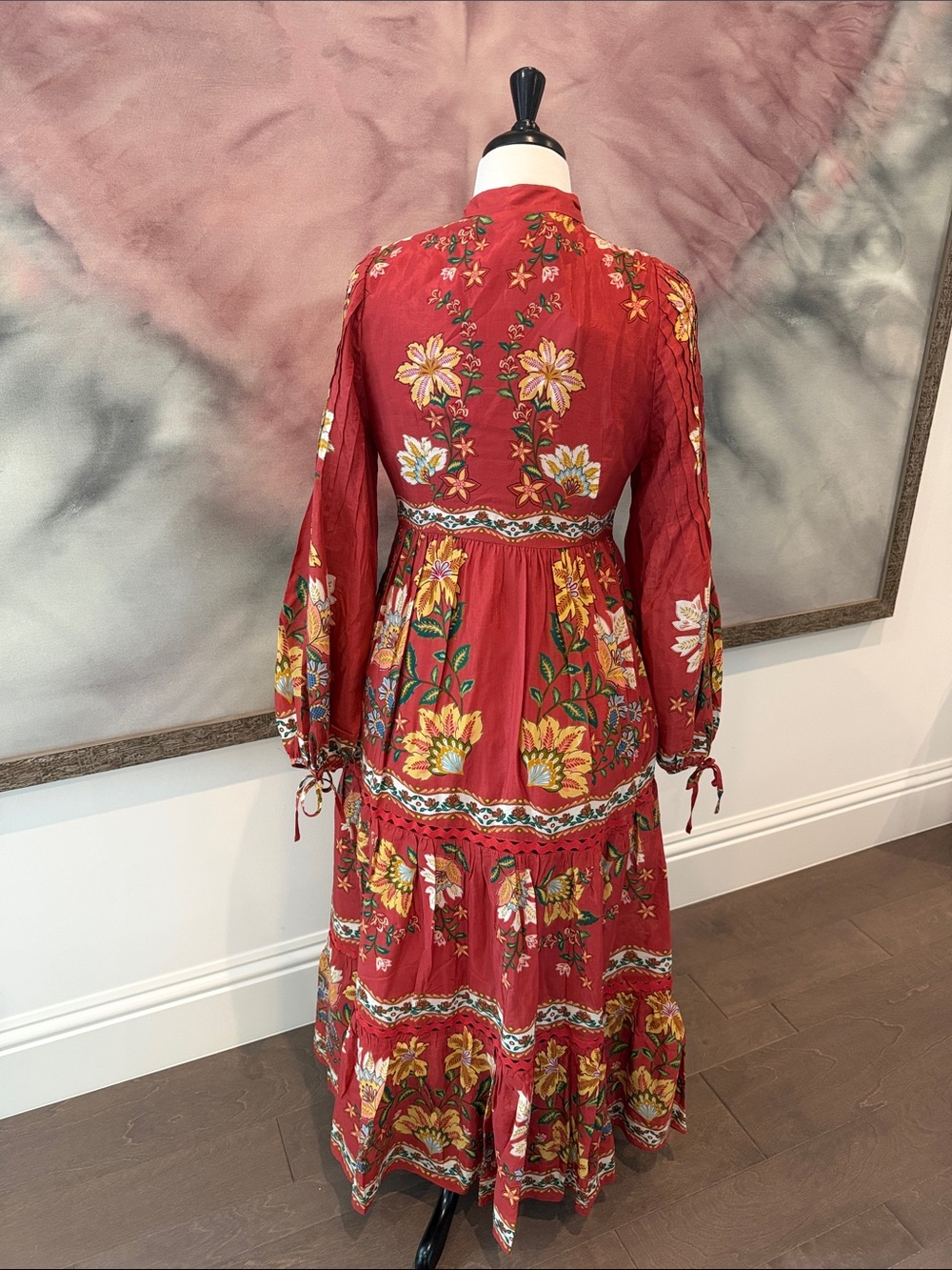 FARM Rio Red Floral Embroidered Maxi Dress with Yellow Accents - Picture 2 of 9